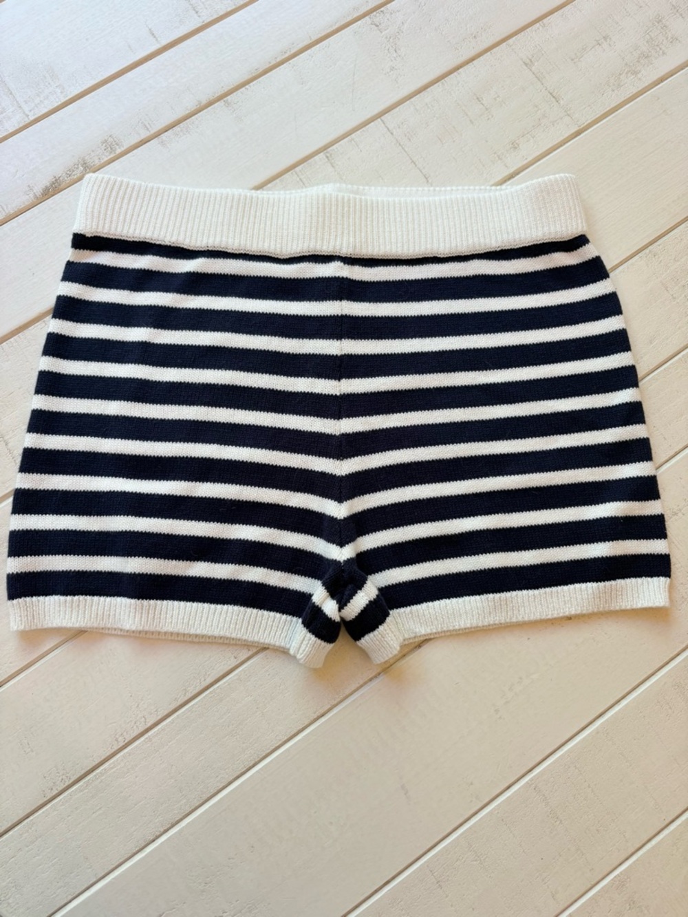 aerie Navy and White Striped Knit Bike Shorts